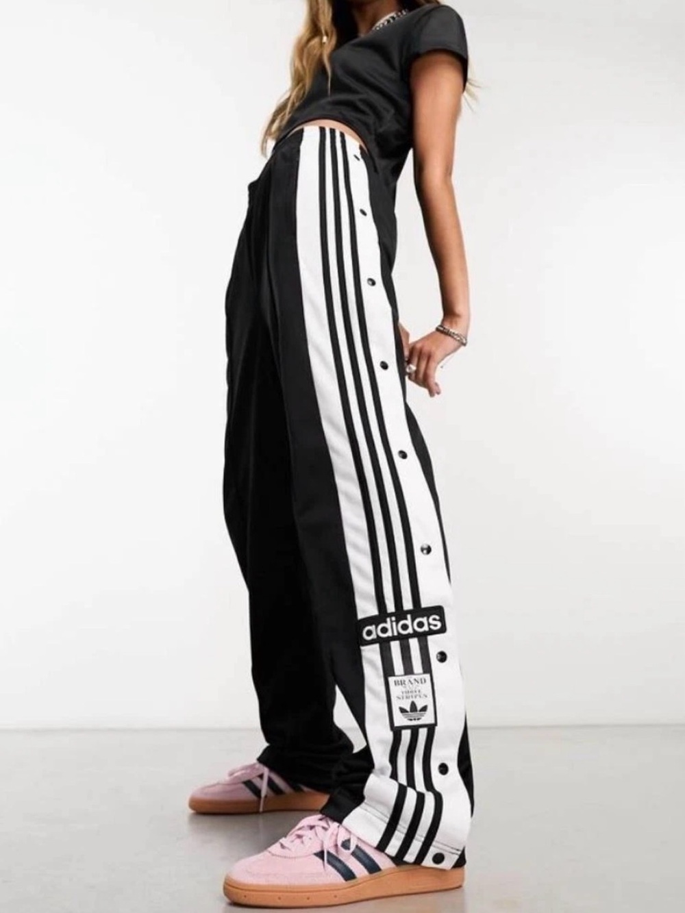 adidas Originals Adibreak Track Pants Women's Black White Snap Button Tearaway X